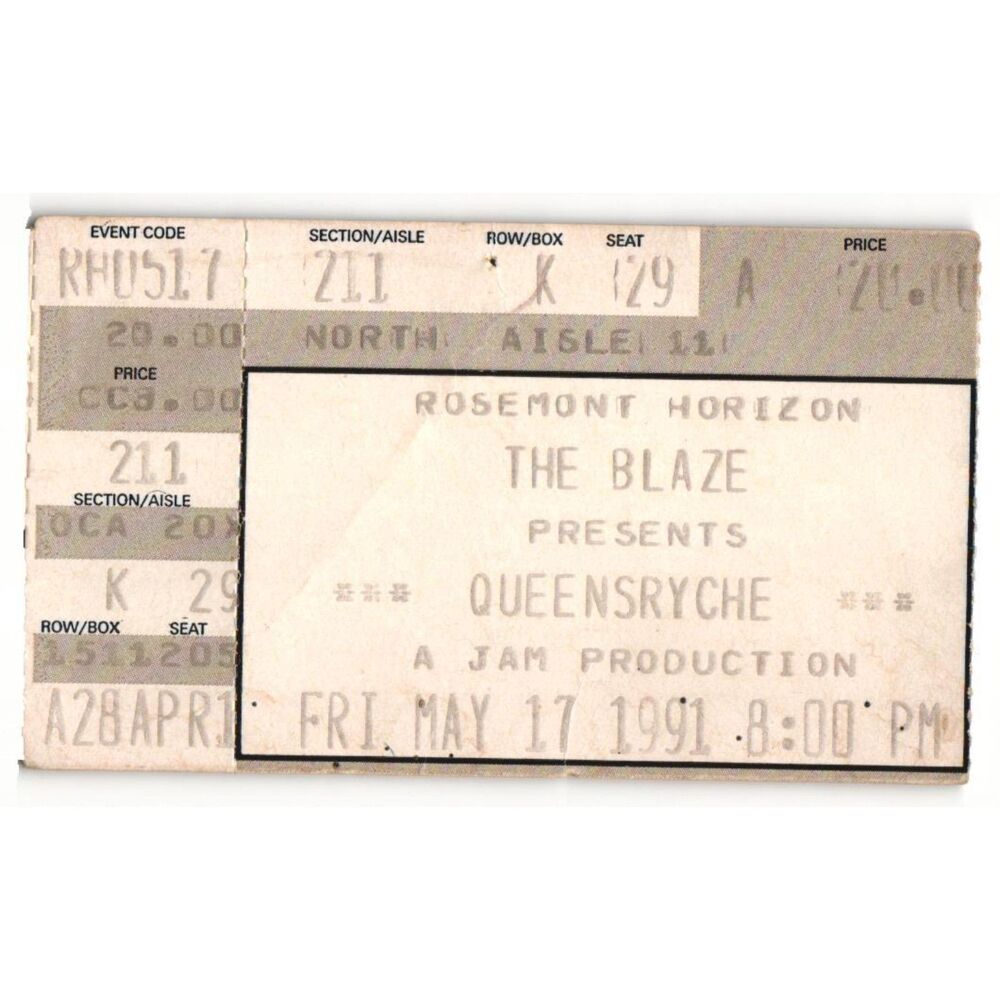 Vintage 1991 Queensryche Suicidal Tendencies Concert Ticket Stub Rosemont IL